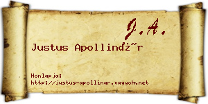Justus Apollinár névjegykártya